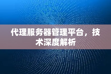 代理服务器管理平台,技术深度解析