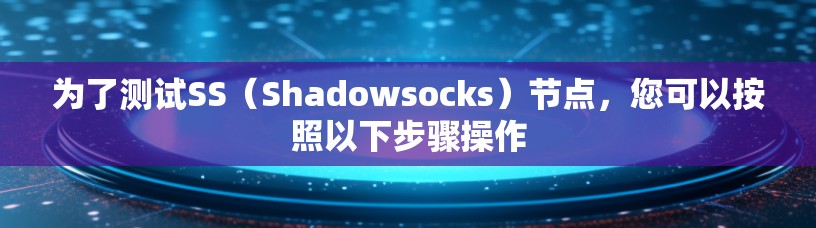 为了测试SS(Shadowsocks)节点,您可以按照以下步骤操作