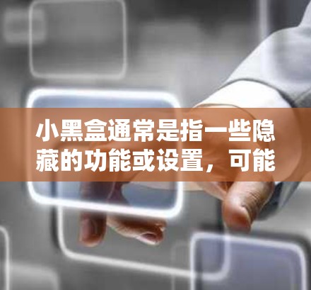 小黑盒通常是指一些隐藏的功能或设置,可能在某些游戏或应用中用来调节或隐藏某些内容。在手游中,小黑盒可能与游戏的内测版本、测试服,或者是隐藏的设置有关